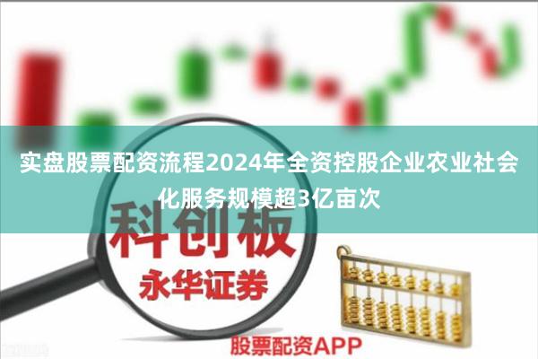 实盘股票配资流程2024年全资控股企业农业社会化服务规模超3亿亩次